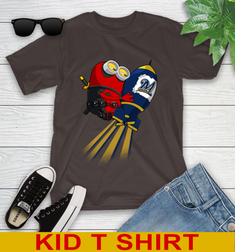 MLB Baseball Milwaukee Brewers Deadpool Minion Marvel Shirt Youth T-Shirt 6