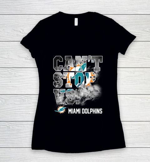 NFL Miami Dolphins Can't Stop Vs Women's V-Neck T-Shirt