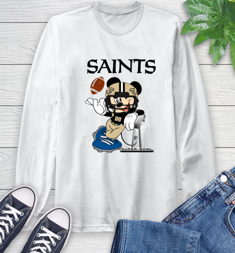 NFL New Orleans Saints Mickey Mouse Disney Super Bowl Football T Shirt Long Sleeve T-Shirt