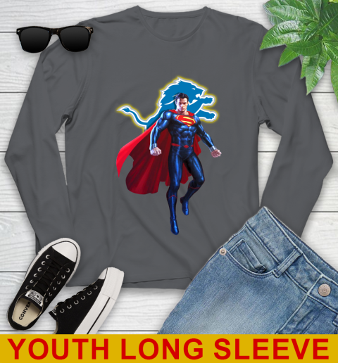 NFL Superman DC Sports Football Detroit Lions Youth Long Sleeve 9