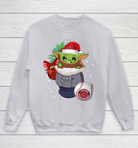 Arizona Diamondbacks Christmas Baby Yoda Star Wars Funny Happy MLB Youth Sweatshirt 4