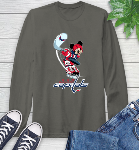 NHL Hockey Washington Capitals Cheerful Mickey Mouse Shirt Long Sleeve T-Shirt 9