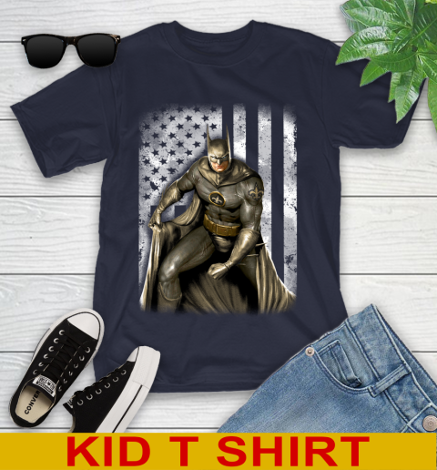 New Orleans Saints NFL Football Batman DC American Flag Shirt Youth T-Shirt - Image 3