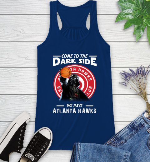 NBA Come To The Dark Side We Have Atlanta Hawks Star Wars Darth Vader Basketball Racerback Tank 8
