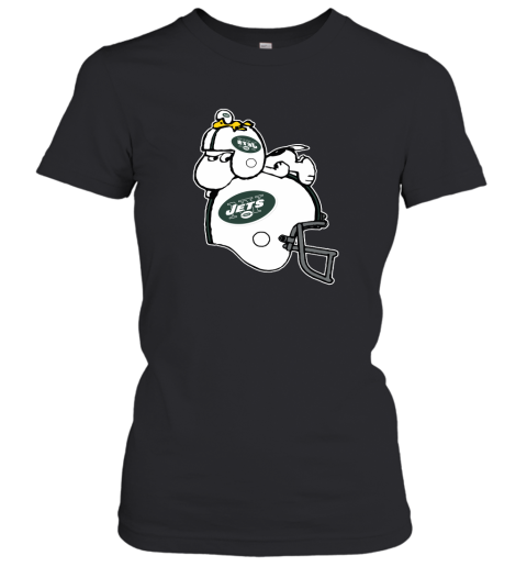 Snoopy And Woodstock Resting On New York Jets Helmet Women's T-Shirt