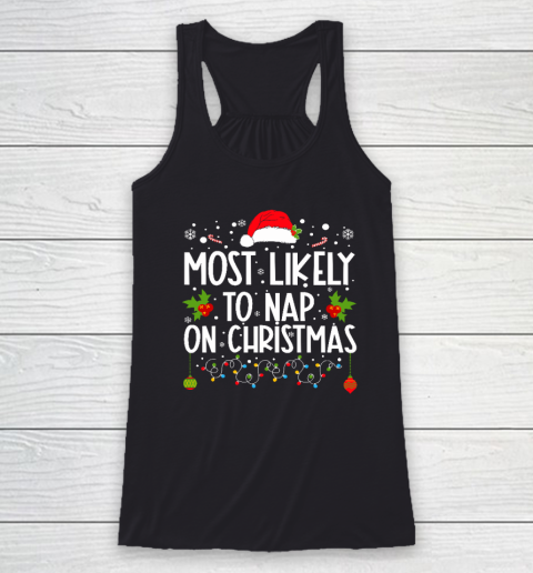 Most Likely To Nap On Christmas Family Christmas Pajamas Racerback Tank
