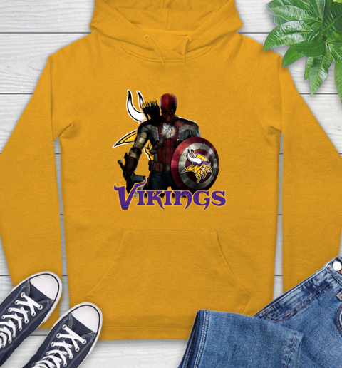 NFL Captain America Thor Spider Man Hawkeye Avengers Endgame Football Minnesota Vikings Hoodie 3