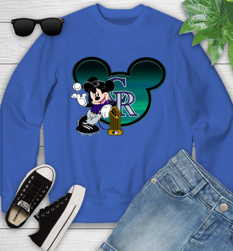 MLB Colorado Rockies The Commissioner's Trophy Mickey Mouse Disney Youth Sweatshirt 8