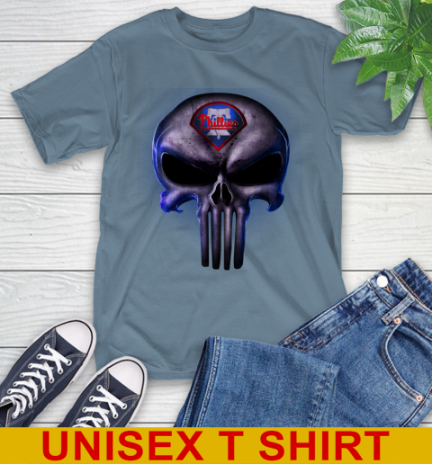 Philadelphia Phillies MLB Baseball Punisher Skull Sports T-Shirt 8