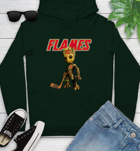 Calgary Flames NHL Hockey Groot Marvel Guardians Of The Galaxy Youth Hoodie 13