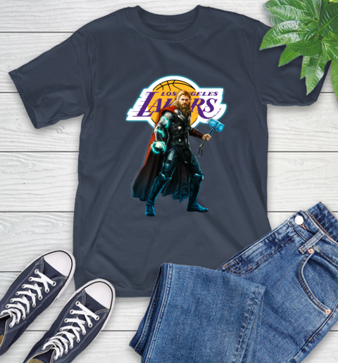 NBA Thor Avengers Endgame Basketball Los Angeles Lakers T-Shirt 4