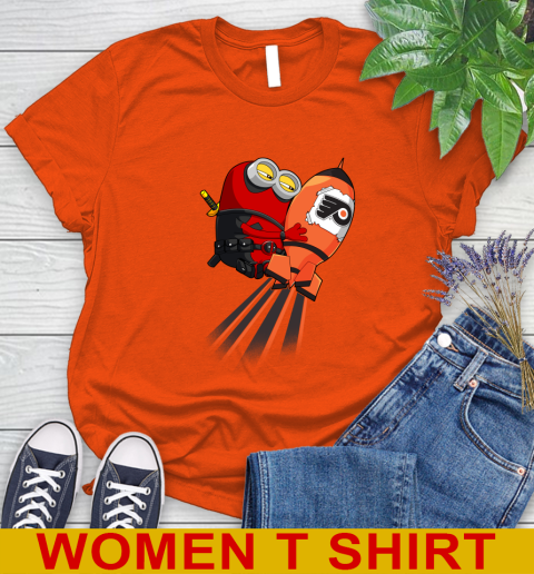 NHL Hockey Philadelphia Flyers Deadpool Minion Marvel Shirt Women's T-Shirt 3