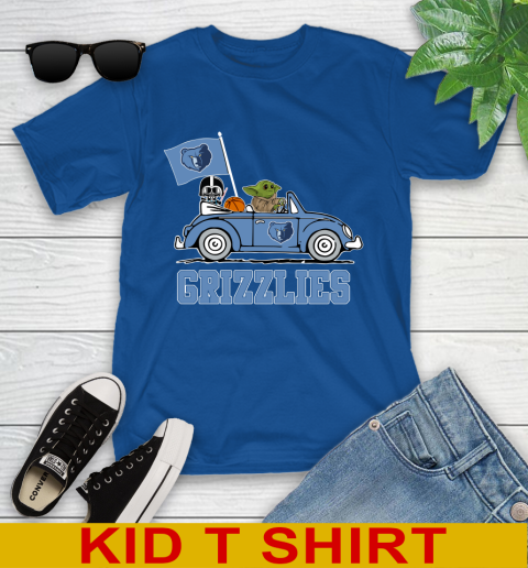 NBA Basketball Memphis Grizzlies Darth Vader Baby Yoda Driving Star Wars Shirt Youth T-Shirt 9