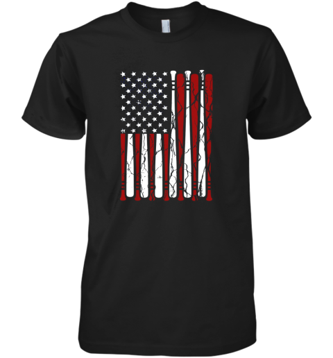 Vintage American Flag Baseball Men Boys Apparel Dad 4th July Premium Men's T-Shirt