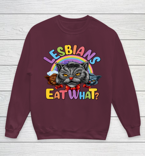 Lesbians Eat What Mug Pussy Cat Funny LGBT Pride Youth Sweatshirt 4