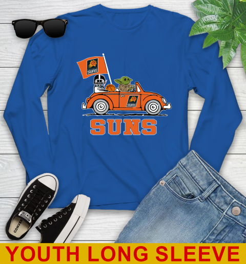 NBA Basketball Phoenix Suns Darth Vader Baby Yoda Driving Star Wars Shirt Youth Long Sleeve 10