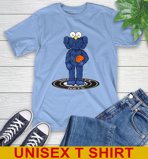NBA Basketball Brooklyn Nets Kaws Bff Blue Figure Shirt T-Shirt 11