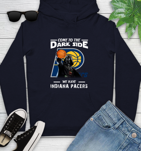 NBA Come To The Dark Side We Have Indiana Pacers Star Wars Darth Vader Basketball Youth Hoodie 3