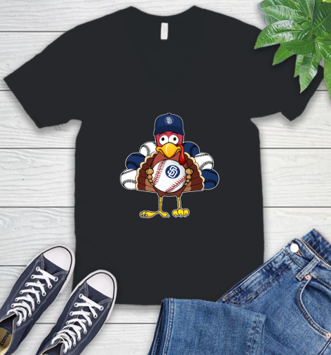 San Diego Padres Turkey thanksgiving V-Neck T-Shirt 2