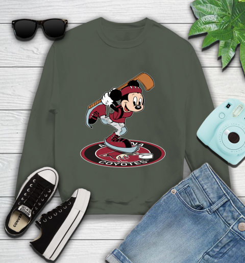 NHL Hockey Arizona Coyotes Cheerful Mickey Disney Shirt Youth Sweatshirt 9