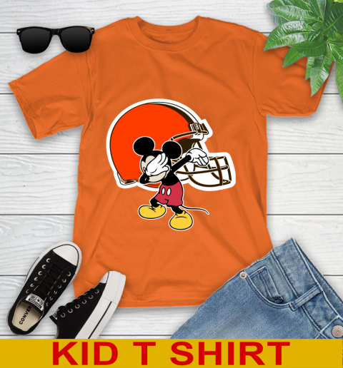 Cleveland Browns NFL Football Dabbing Mickey Disney Sports Youth T-Shirt 7