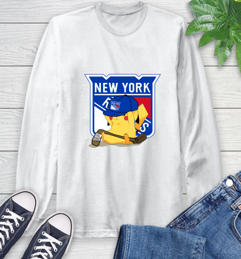 NHL Pikachu Hockey Sports New York Rangers Long Sleeve T-Shirt