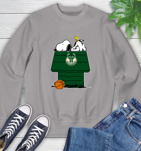 Milwaukee Bucks NBA Basketball Snoopy Woodstock The Peanuts Movie Sweatshirt 5