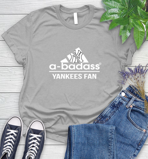 MLB A Badass New York Yankees Fan Adidas Baseball Sports Women's T-Shirt 5
