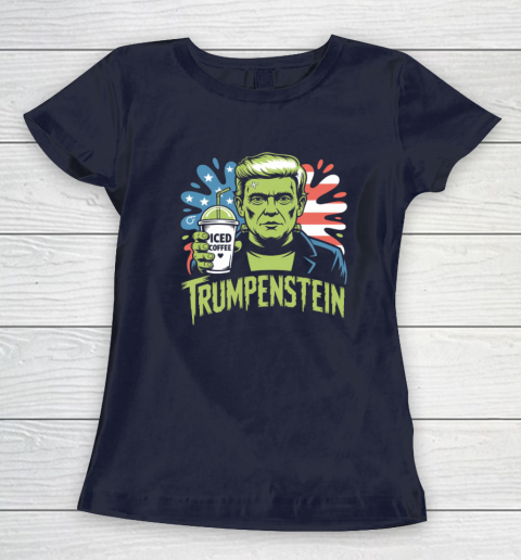 Trumpenstein Funny Iced Coffee Drink Halloween 4th of July USA Flag Women's T-Shirt 2