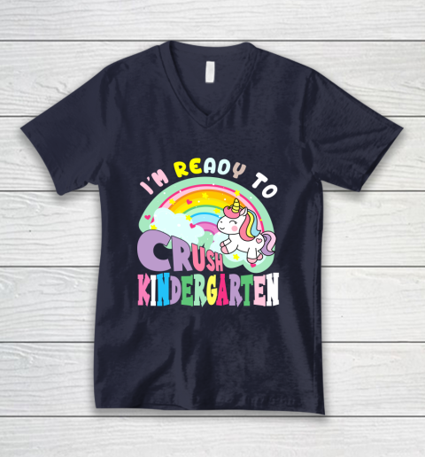 Back to school shirt ready to crush kindergarten unicorn V-Neck T-Shirt 2
