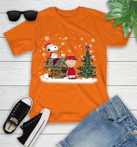 Portland Trail Blazers NBA Basketball Christmas The Peanuts Movie Snoopy Championship Youth T-Shirt 9