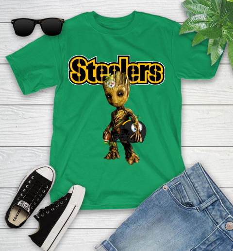 Pittsburgh Steelers NFL Football Groot Marvel Guardians Of The Galaxy Youth T-Shirt 6