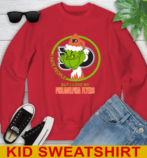 Philadelphia Flyers NHL Christmas Grinch I Hate People But I Love My Favorite Hockey Team Youth Sweatshirt 8