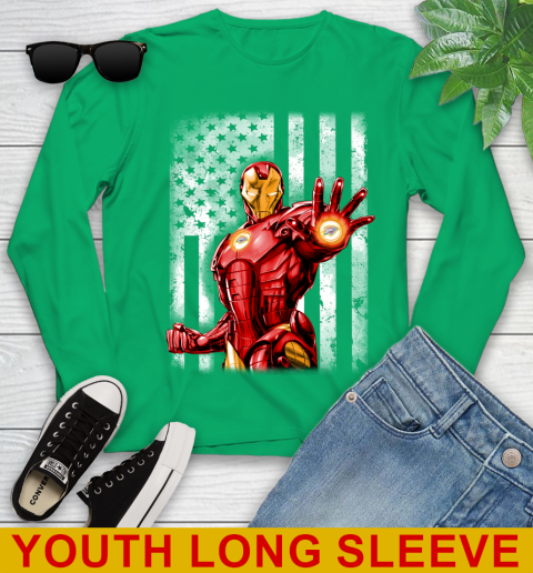 Oklahoma City Thunder NBA Basketball Iron Man Avengers American Flag Shirt Youth Long Sleeve 7