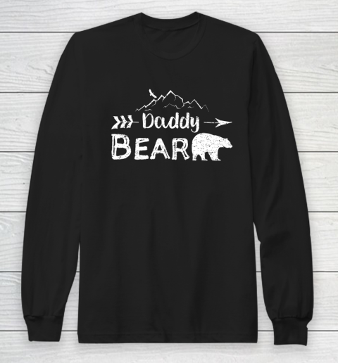 Mens Daddy Bear Shirt Matching Family Mama Papa Bear Camping Long Sleeve T-Shirt