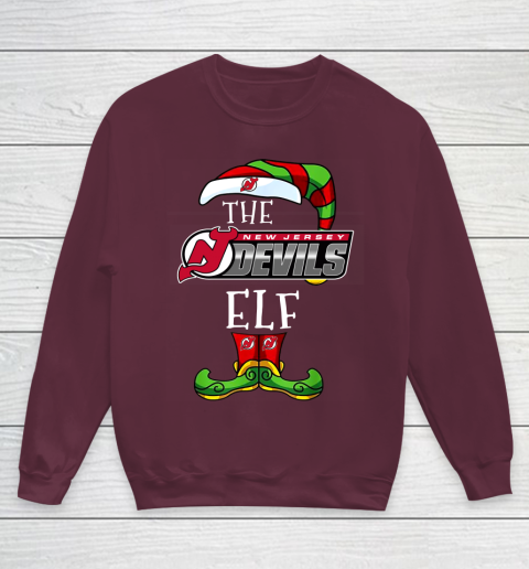 New Jersey Devils Christmas ELF Funny NHL Youth Sweatshirt 4