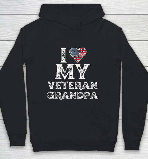 I Love My Veteran Grandpa Vintage Veteran's Day Youth Hoodie