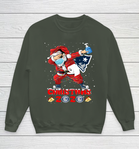 New England Patriots Funny Santa Claus Dabbing Christmas 2020 NFL Youth Sweatshirt 8