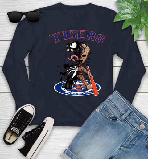 MLB Detroit Tigers Baseball Venom Groot Guardians Of The Galaxy Youth Long Sleeve 3