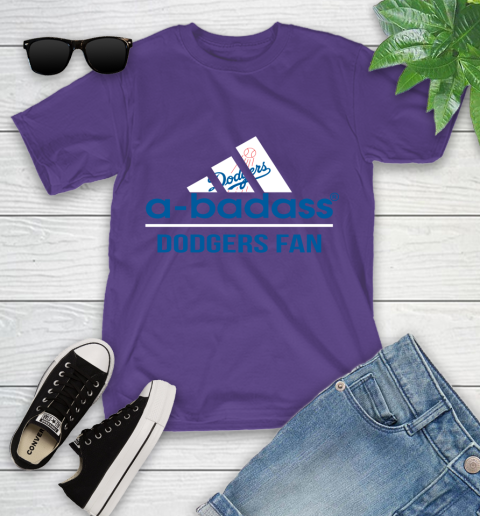 MLB A Badass Los Angeles Dodgers Fan Adidas Baseball Sports Youth T-Shirt 3
