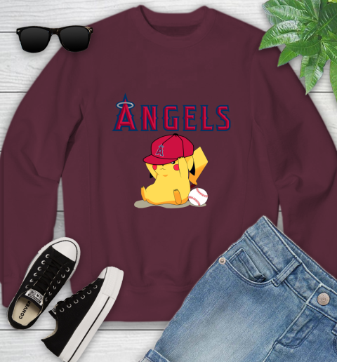 MLB Pikachu Baseball Sports Los Angeles Angels Youth Sweatshirt 5