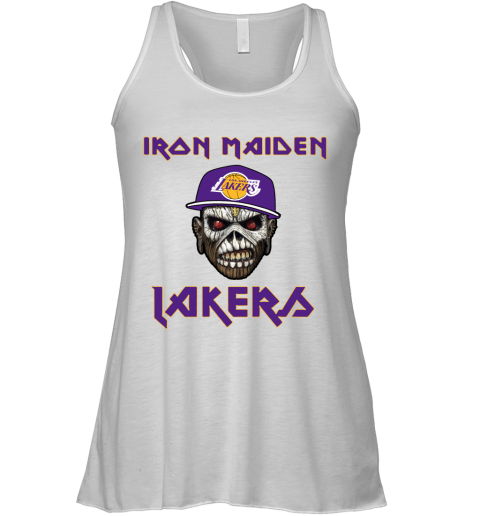 lt3p nba los angeles lakers iron maiden rock band music basketball flowy tank 32 front white
