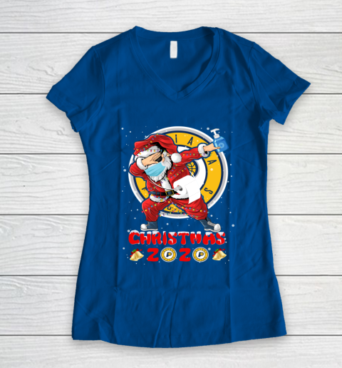 Indiana Pacers Funny Santa Claus Dabbing Christmas 2020 NBA Women's V-Neck T-Shirt 7