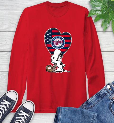 Minnesota Twins MLB Baseball The Peanuts Movie Adorable Snoopy Long Sleeve T-Shirt 10