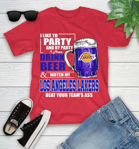 NBA Drink Beer and Watch My Los Angeles Lakers Beat Your Team's Ass Basketball Youth T-Shirt 13