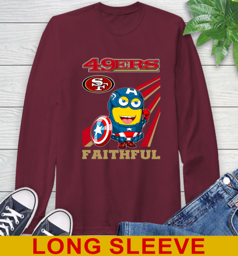 NFL Football San Francisco 49ers Captain America Marvel Avengers Minion Faithful Shirt Long Sleeve T-Shirt 7