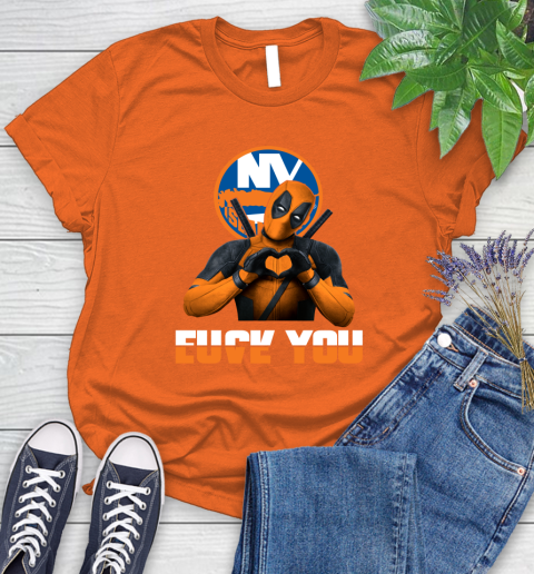NHL New York Islanders Deadpool Love You Fuck You Hockey Sports Women's T-Shirt 3