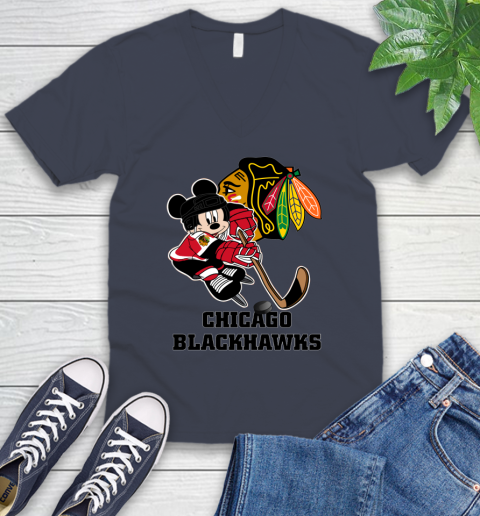 NHL Chicago Blackhawks Mickey Mouse Disney Hockey T Shirt V-Neck T-Shirt 9