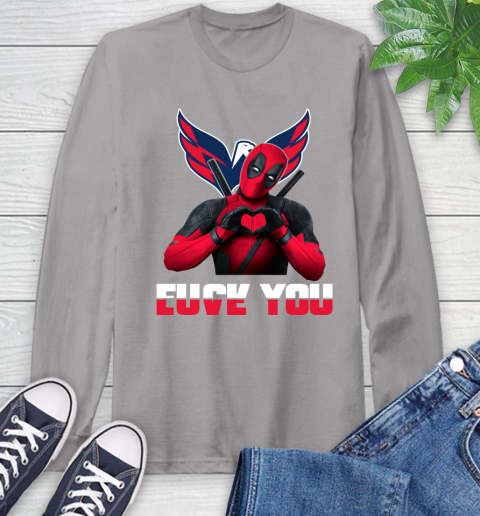 NHL Washington Capitals Deadpool Love You Fuck You Hockey Sports Long Sleeve T-Shirt 6
