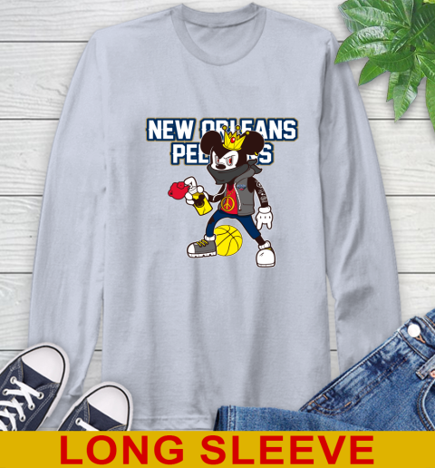 New Orleans Pelicans NBA Basketball Mickey Peace Sign Sports Long Sleeve T-Shirt 6
